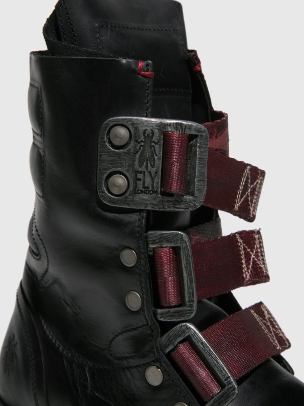 860NR259 bottines à boucle kiff682 Fly London tapis noir femmes