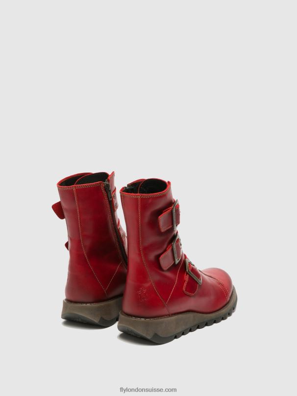 860NR265 bottines à boucle scop110 Fly London rouge femmes