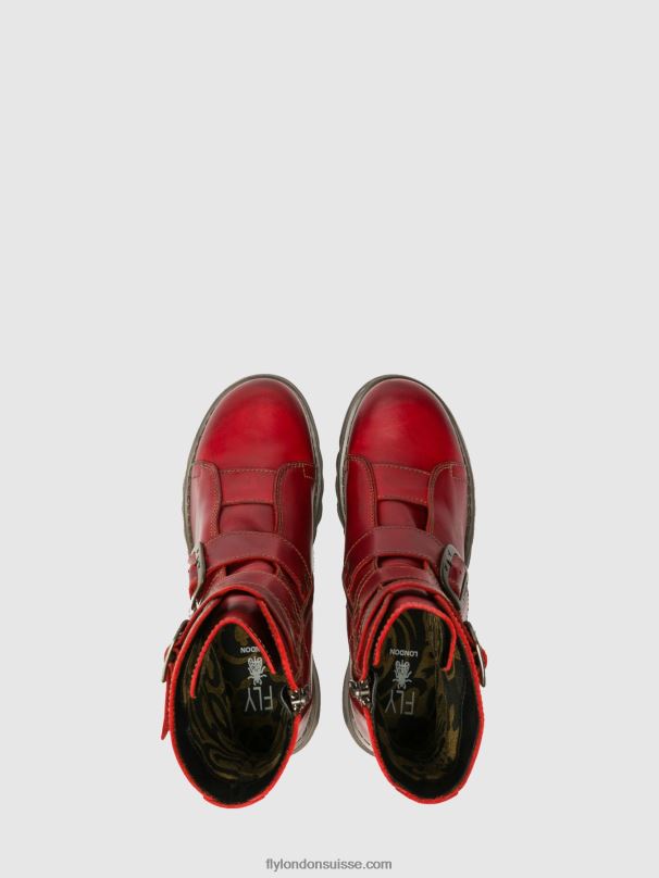 860NR265 bottines à boucle scop110 Fly London rouge femmes