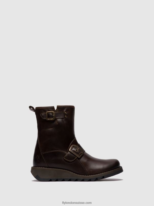 860NR266 bottines à boucle sino525 Fly London brun foncé femmes