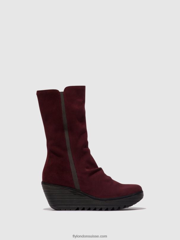 860NR26 bottines zippées yemy408 Fly London vin/gazole femmes