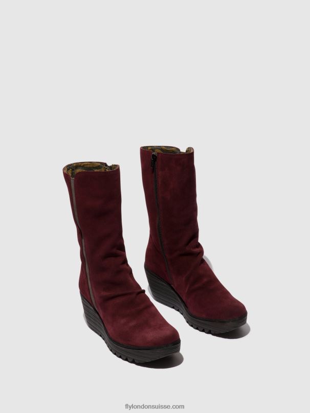860NR26 bottines zippées yemy408 Fly London vin/gazole femmes
