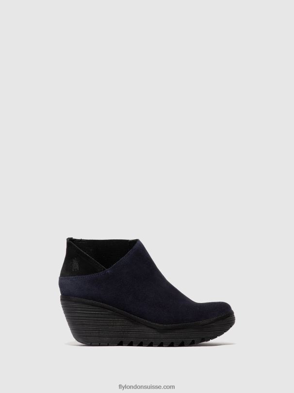 860NR27 bottines zippées yego400 Fly London marine/noir femmes