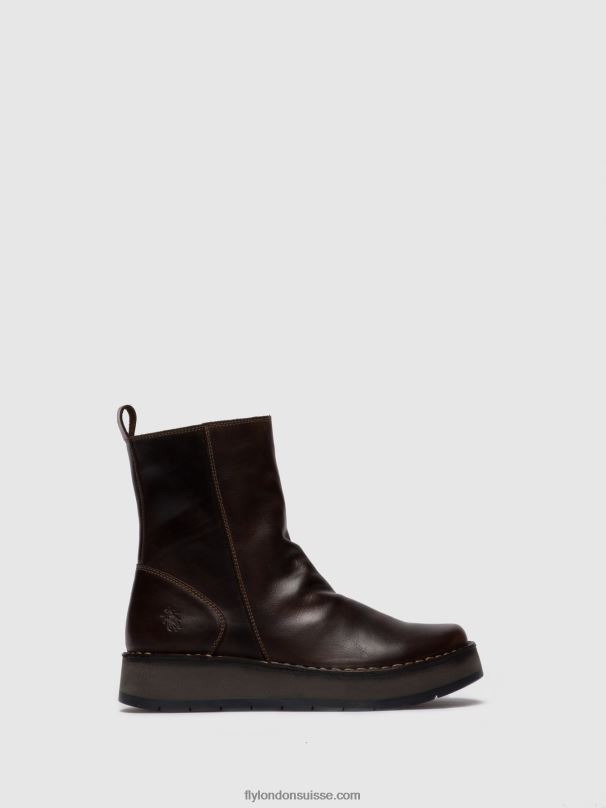 860NR285 bottines zippées reno053 Fly London tapis dk. brun femmes