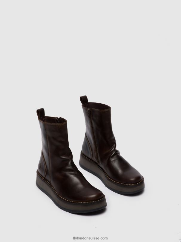 860NR285 bottines zippées reno053 Fly London tapis dk. brun femmes