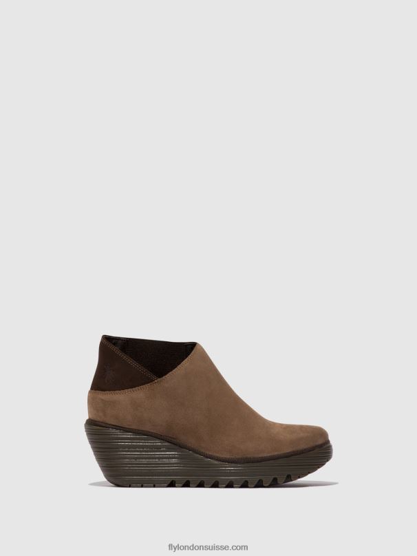 860NR28 bottines zippées yego400 Fly London taupe/expresso femmes