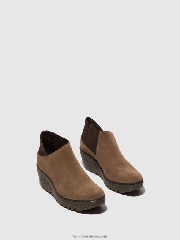 860NR28 bottines zippées yego400 Fly London taupe/expresso femmes