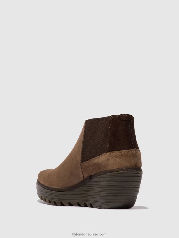 860NR28 bottines zippées yego400 Fly London taupe/expresso femmes
