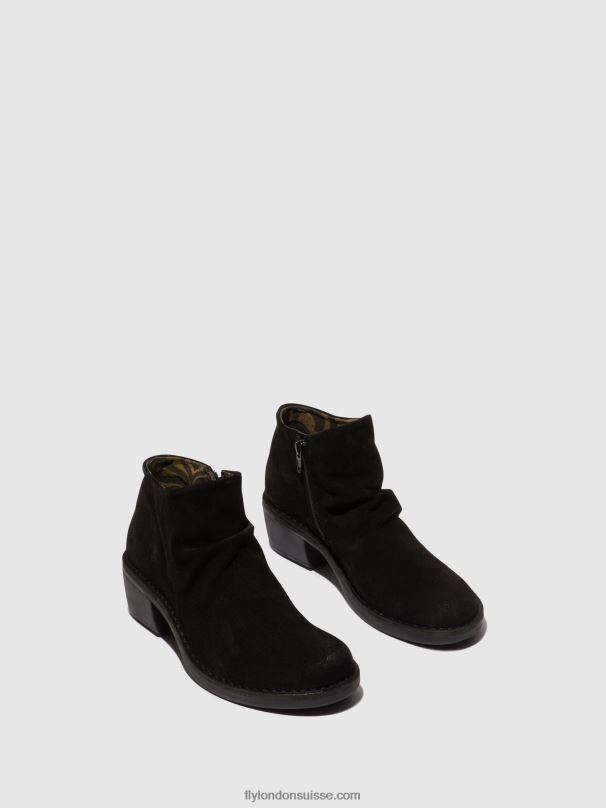 860NR2 bottines zippées merk093 Fly London suède huile noir femmes
