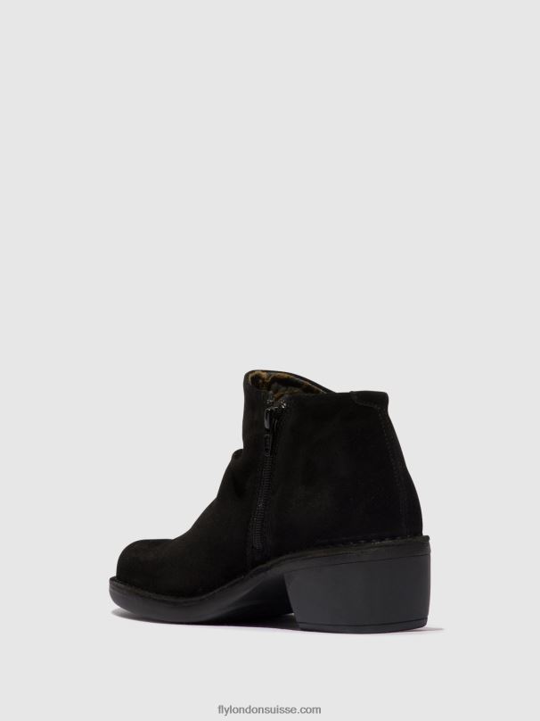 860NR2 bottines zippées merk093 Fly London suède huile noir femmes