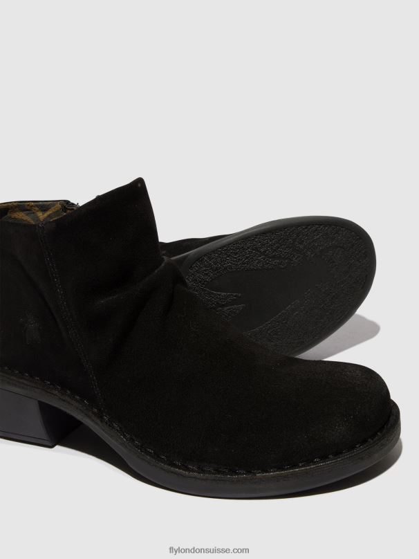 860NR2 bottines zippées merk093 Fly London suède huile noir femmes