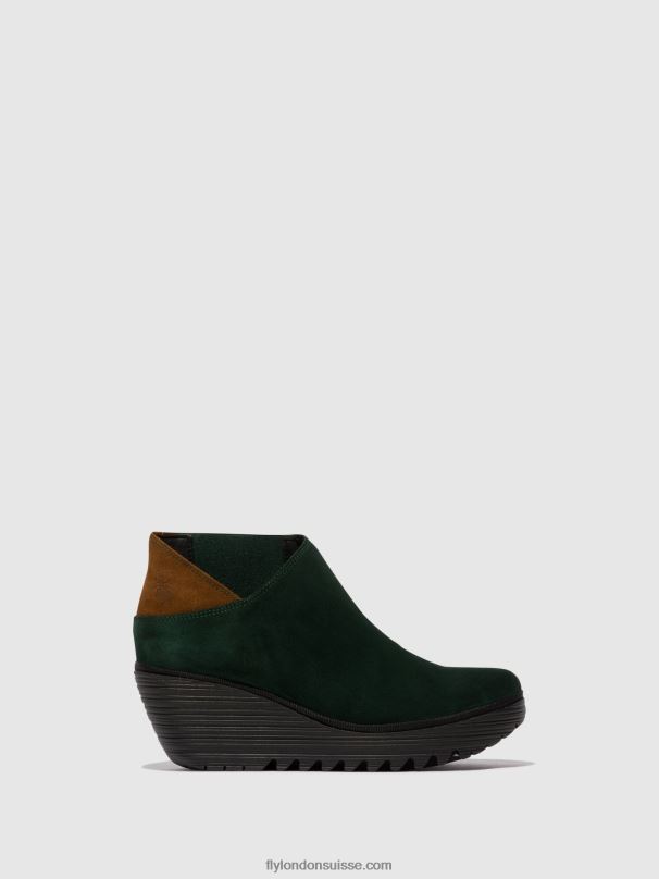860NR30 bottines zippées yego400 Fly London vert forêt/chameau femmes