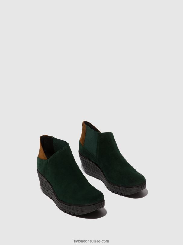 860NR30 bottines zippées yego400 Fly London vert forêt/chameau femmes