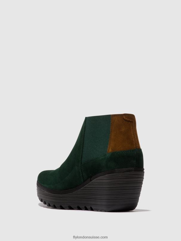 860NR30 bottines zippées yego400 Fly London vert forêt/chameau femmes