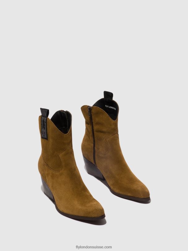 860NR32 bottines zippées tabb905 Fly London chameau femmes