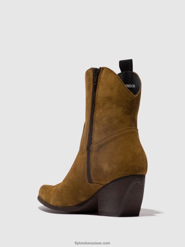 860NR32 bottines zippées tabb905 Fly London chameau femmes