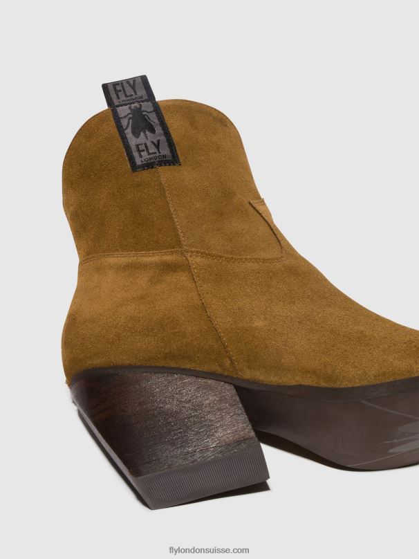 860NR32 bottines zippées tabb905 Fly London chameau femmes