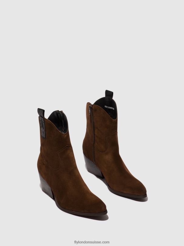 860NR33 bottines zippées tabb905 Fly London chocolat femmes