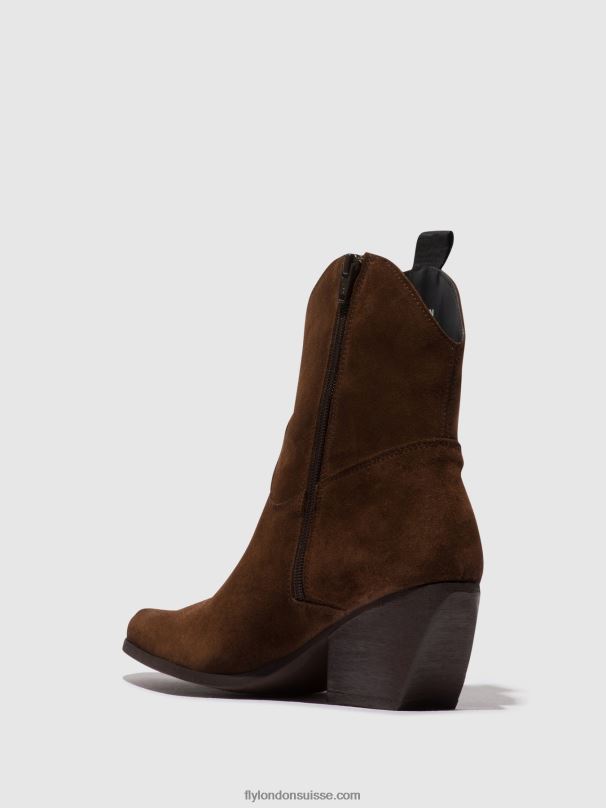 860NR33 bottines zippées tabb905 Fly London chocolat femmes