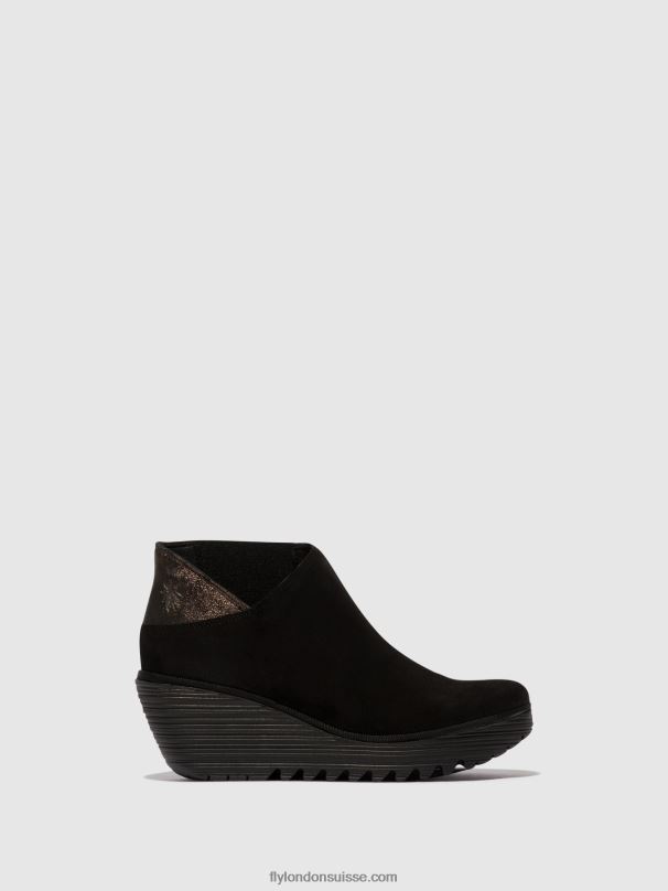 860NR35 bottines zippées yego400 Fly London noir/graphite femmes