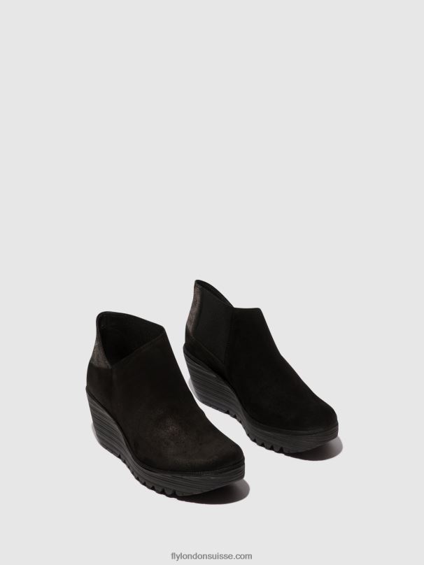 860NR35 bottines zippées yego400 Fly London noir/graphite femmes