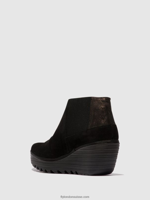 860NR35 bottines zippées yego400 Fly London noir/graphite femmes