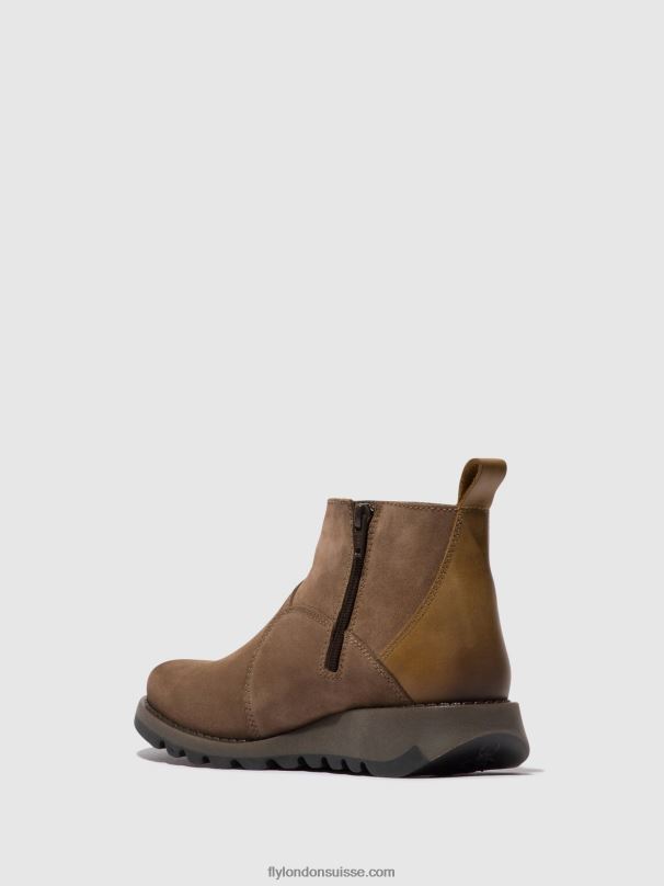860NR37 bottines zippées sely918 Fly London taupe/chameau femmes