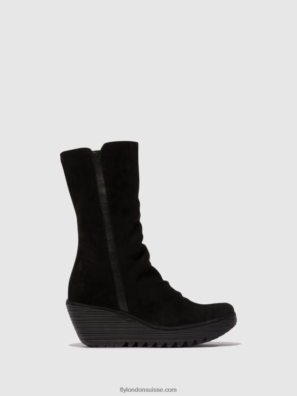 860NR3 bottines zippées yemy408 huile Fly London daim/mousse noir femmes