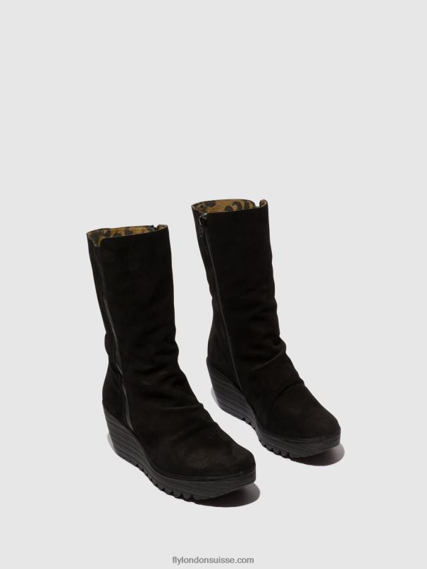860NR3 bottines zippées yemy408 huile Fly London daim/mousse noir femmes