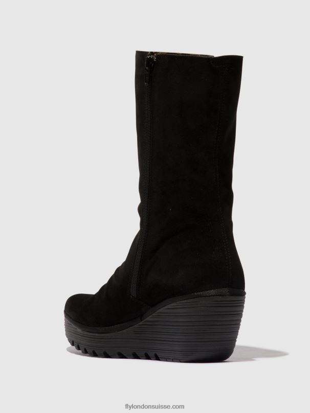 860NR3 bottines zippées yemy408 huile Fly London daim/mousse noir femmes