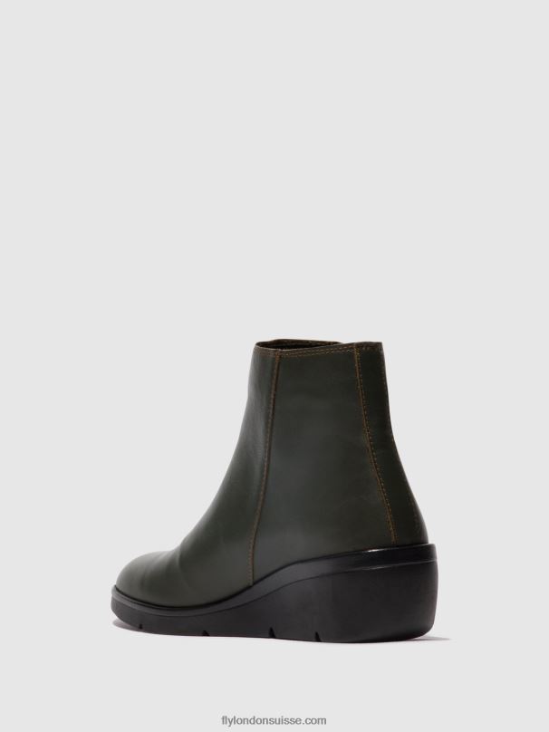 860NR43 bottines zippées nula550 Fly London vert foncé femmes