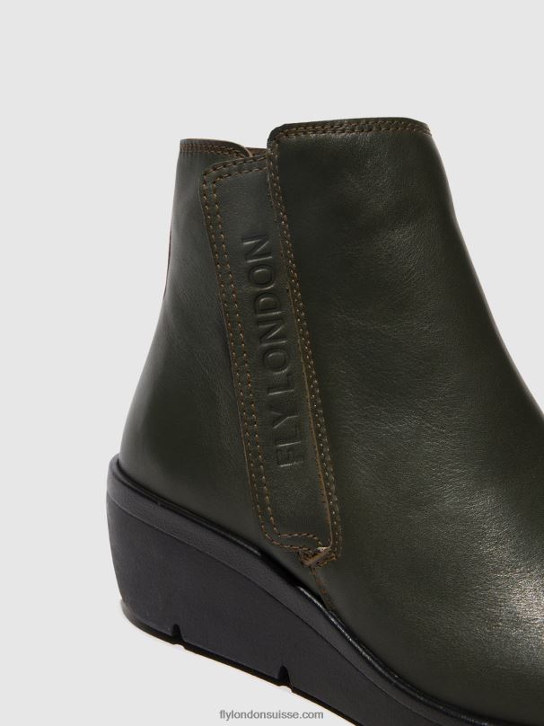 860NR43 bottines zippées nula550 Fly London vert foncé femmes