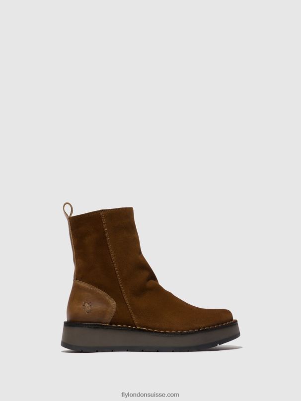860NR44 bottines zippées reno053 Fly London chameau femmes