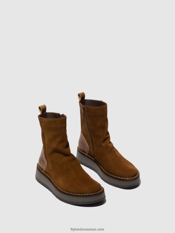 860NR44 bottines zippées reno053 Fly London chameau femmes