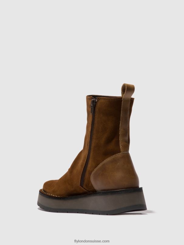 860NR44 bottines zippées reno053 Fly London chameau femmes
