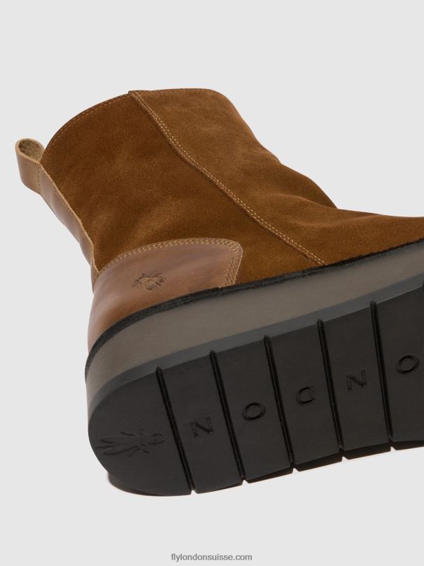 860NR44 bottines zippées reno053 Fly London chameau femmes
