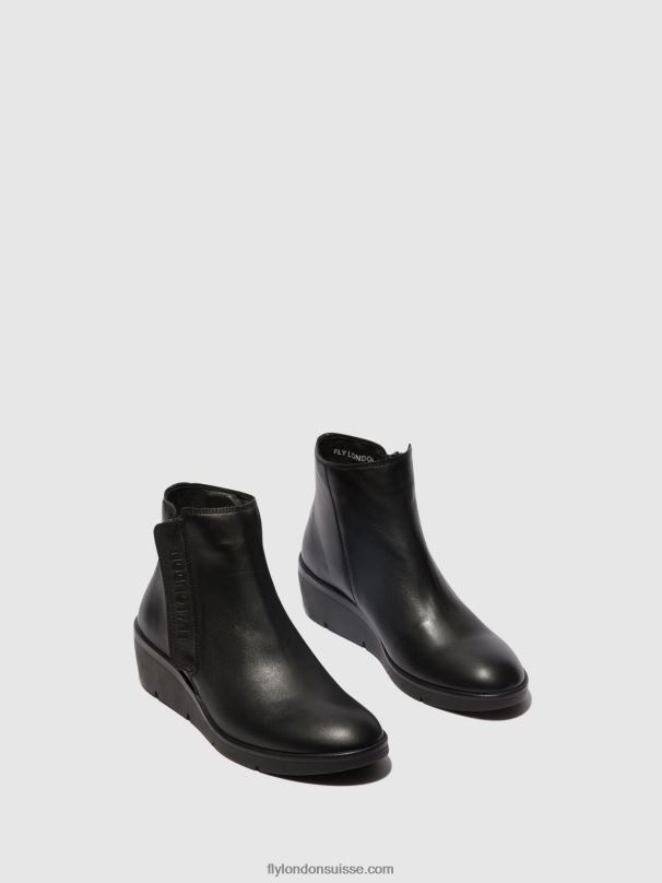 860NR48 bottines zippées nula550 Fly London noir femmes