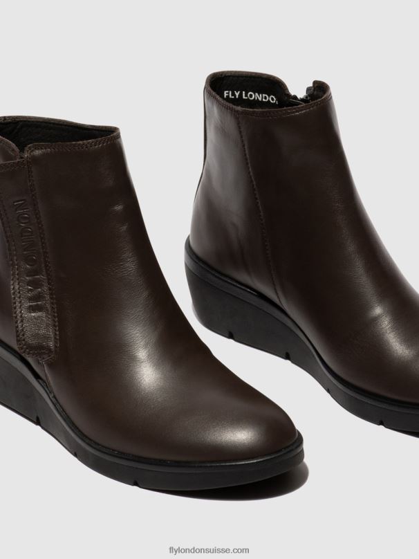 860NR49 bottines zippées nula550 Fly London brun femmes