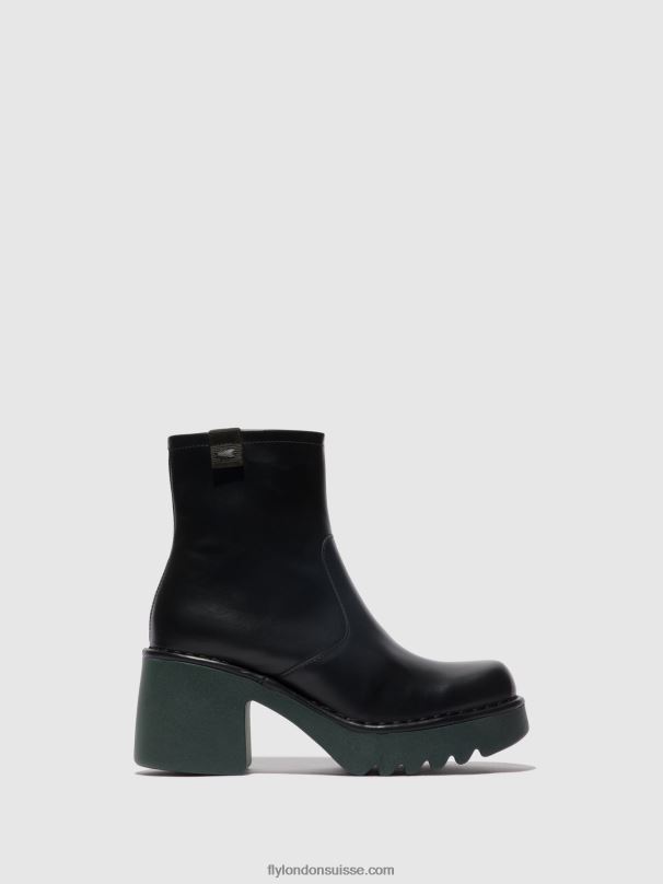 860NR51 bottines zippées moge250 Fly London noir (semelle sarcelle) femmes