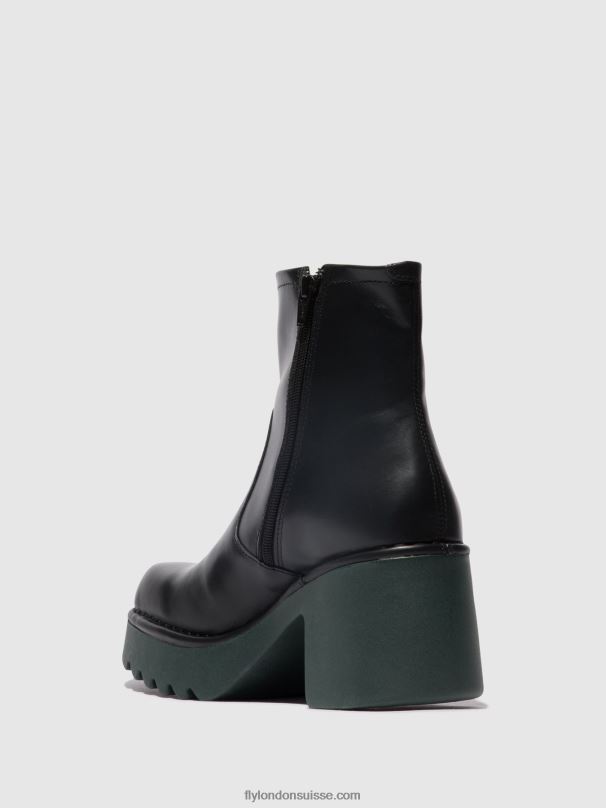 860NR51 bottines zippées moge250 Fly London noir (semelle sarcelle) femmes