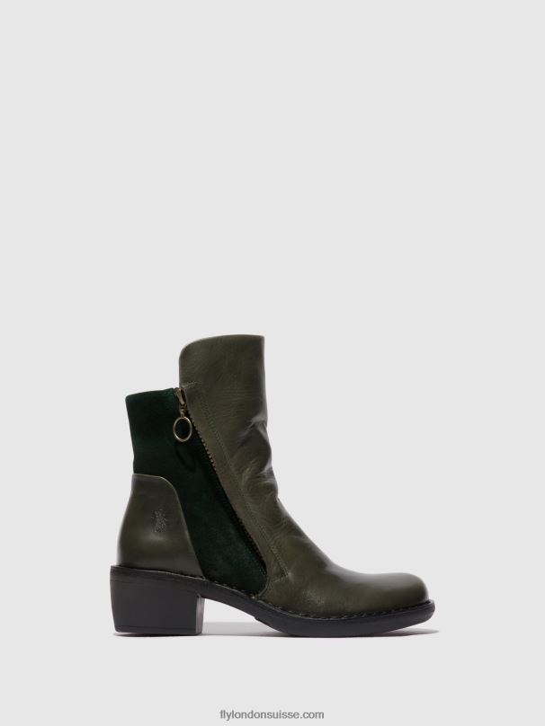860NR57 bottines zippées mely074 Fly London diesel/forêt verte femmes