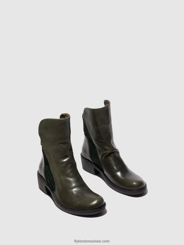 860NR57 bottines zippées mely074 Fly London diesel/forêt verte femmes