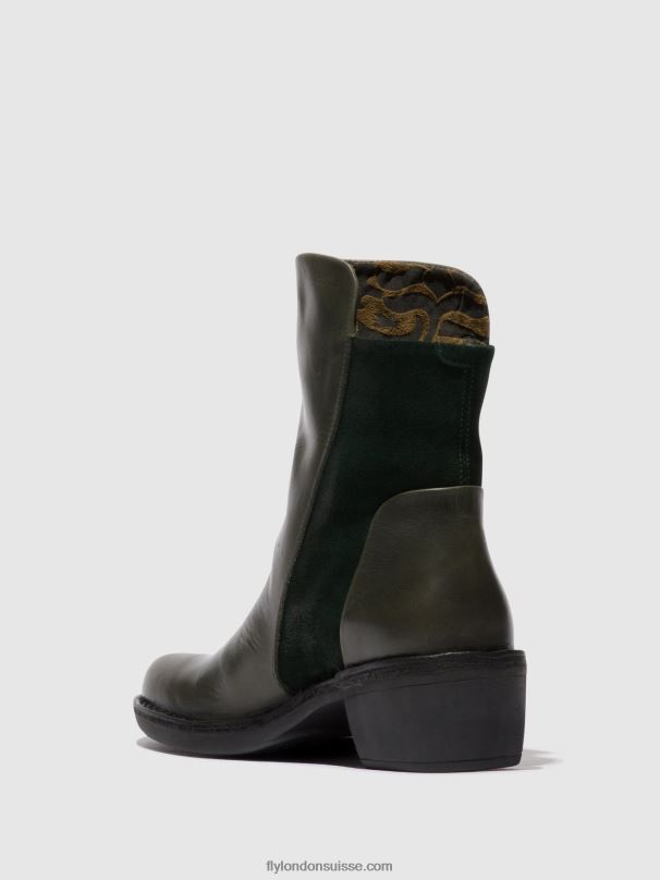 860NR57 bottines zippées mely074 Fly London diesel/forêt verte femmes