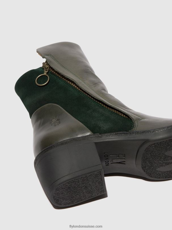 860NR57 bottines zippées mely074 Fly London diesel/forêt verte femmes