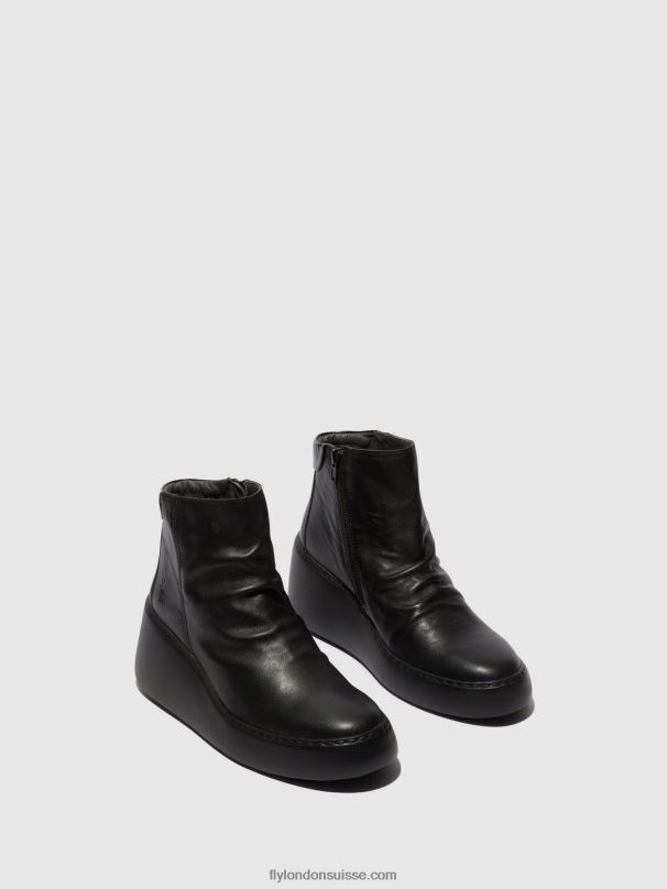 860NR58 bottines zippées dabe461 Fly London noir (semelle noire) femmes