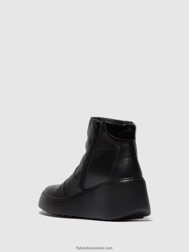 860NR58 bottines zippées dabe461 Fly London noir (semelle noire) femmes