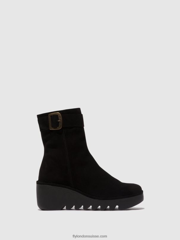 860NR5 bottines zippées bepp396 Fly London suède huile noir femmes