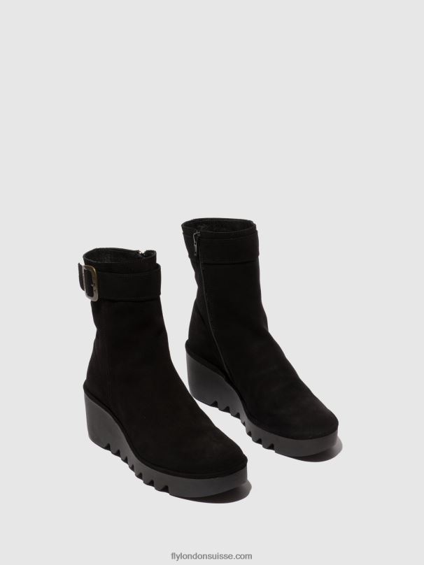 860NR5 bottines zippées bepp396 Fly London suède huile noir femmes