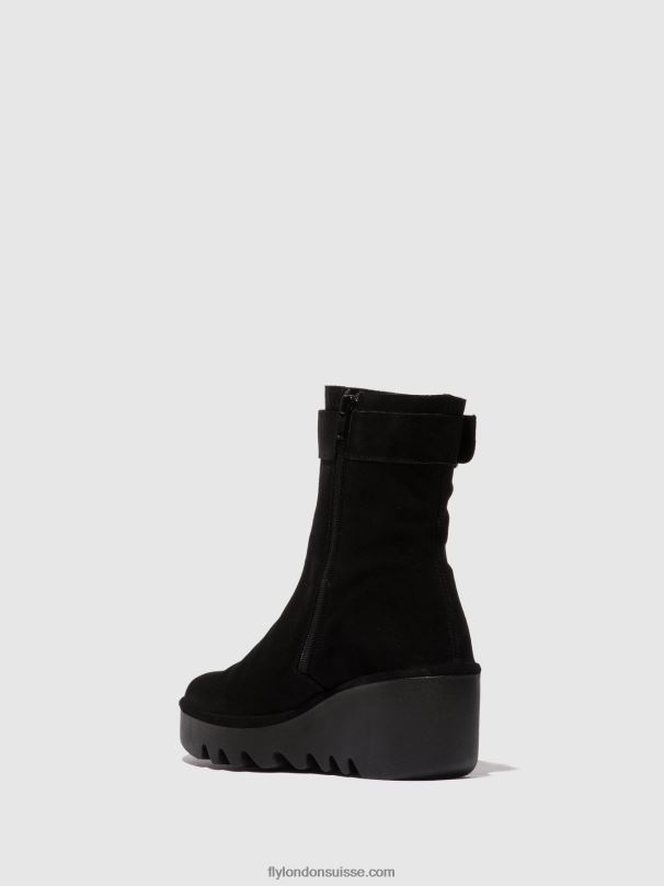 860NR5 bottines zippées bepp396 Fly London suède huile noir femmes