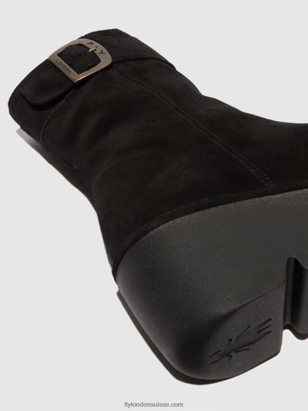 860NR5 bottines zippées bepp396 Fly London suède huile noir femmes